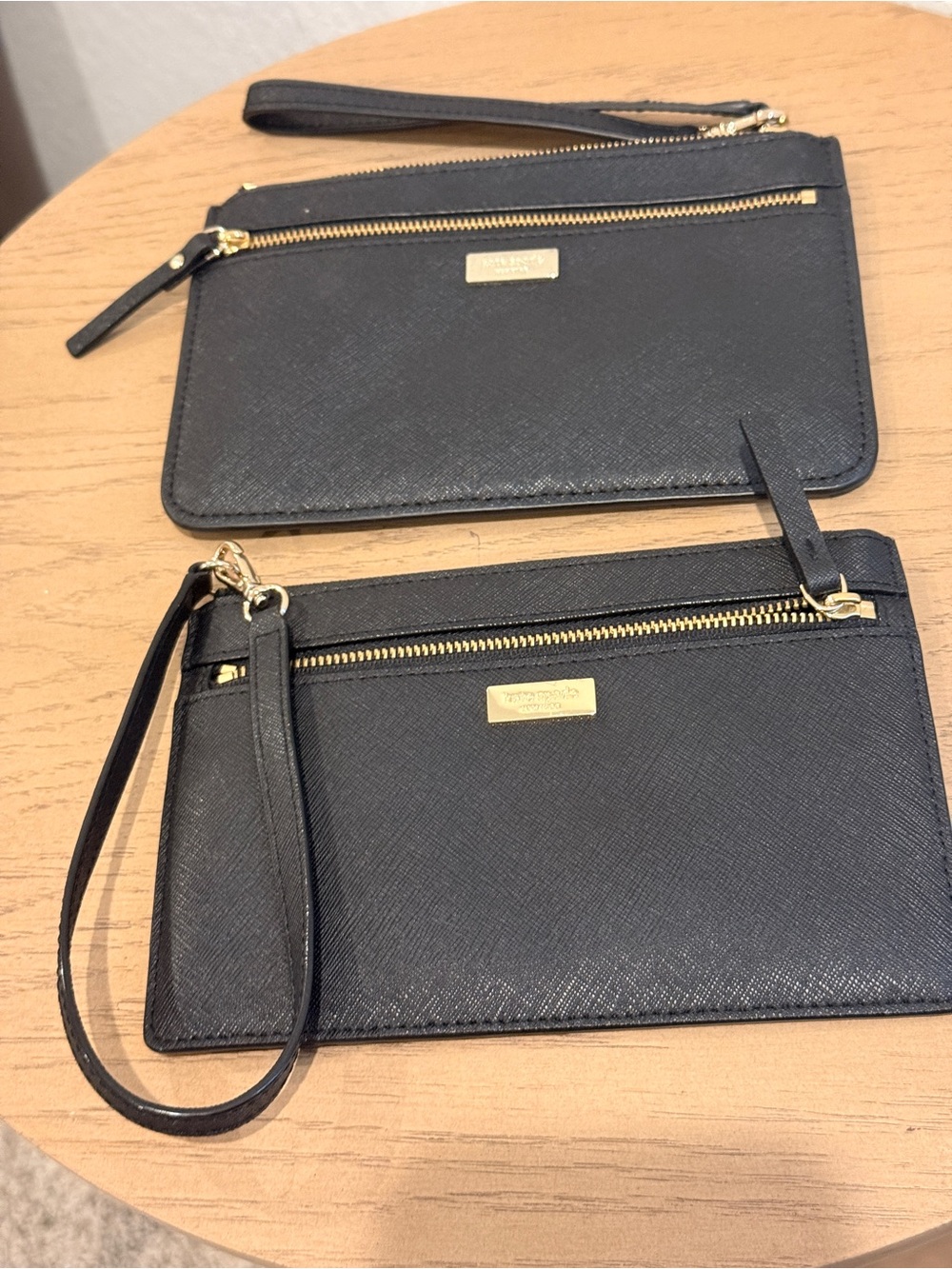 kate spade BUNDLE Black Monogram Jacquard Wristlet with Red Accent